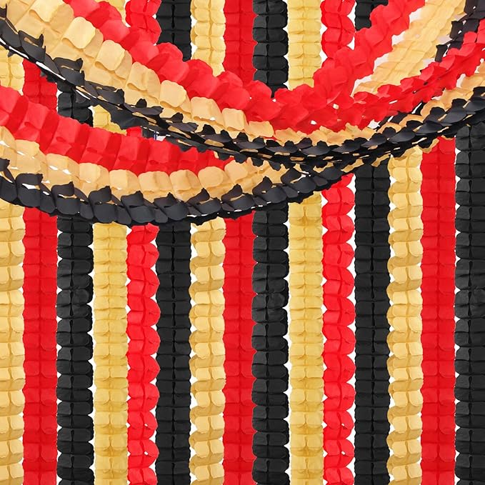 Red-Black Gold Party-Decorations Streamers Garland - 12pcs Casino-Theme Graduation 2026 4-Leaf Clover Paper Streamer,Game Night Wedding Birthday Baby Bridal Shower Banners Decor Ouruola