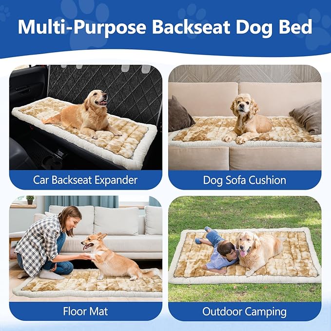 Thickened Dog Bed for Car Back Seat, Upgraded Bottom Non-Slip，Fits Hard Bottom car seat Cover for Dogs, Premium Mixed Color ，Dog Car Seat Cover