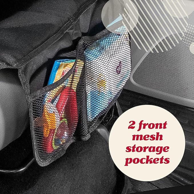 Lusso Gear Car Seat Cover & Protector - 2-Pack Waterproof Non-Slip Protector - Mesh Pocket Organizer - Universal Fit for Convertible & Toddler Car Seats, Black