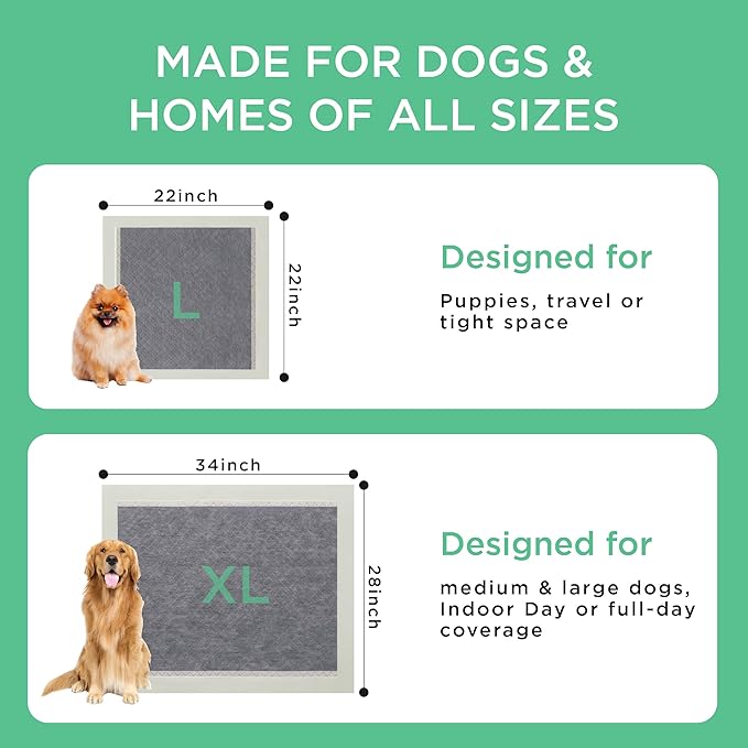 Bedsure Pee Pads for Dogs, 22" x 22" Puppy Pads 50 Count, Super Absorbent & Leak Proof, Small Dog Training Pads Quick Dry Disposable Pets Potty Pads Odor-Control Activated Carbon & ECO Green Material