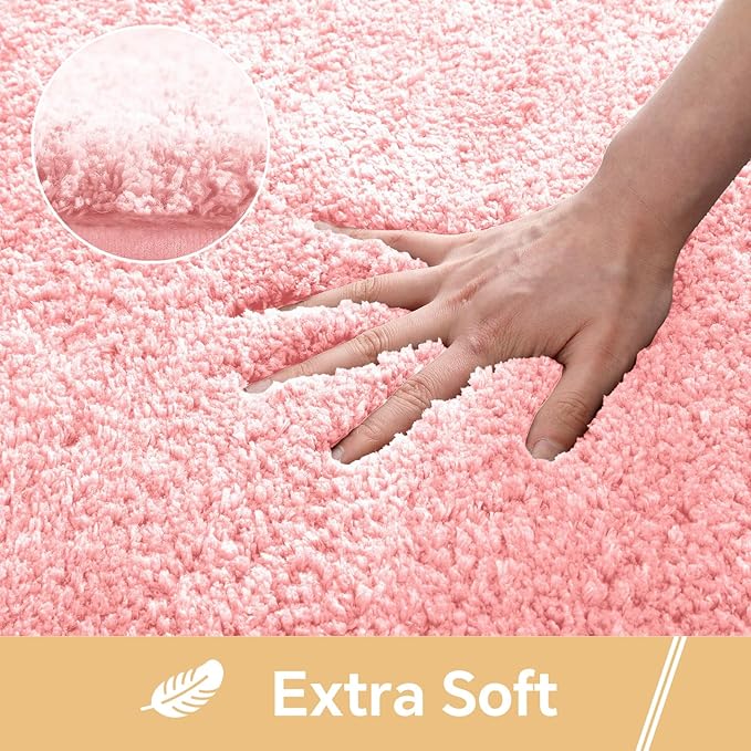 Pink Bathroom Rugs 20"x32" - Soft Plush Bath Mat, Non Slip Absorbent Microfiber Bathroom Rug, Machine Washable Floor Mat - Perfect for Vanity, Sink or Bathtub Area