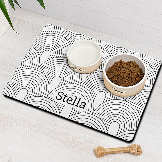Personalized Dog Food Mat for Floors Absorbent, Custom Pet Cat Food Mat - Quick Dry Dog Bowl Mats for Food and Water Pet Supplies