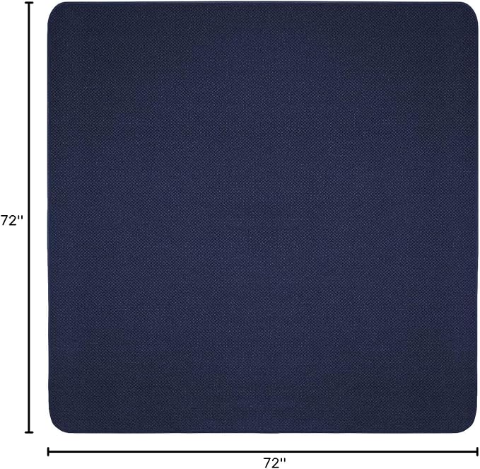 House, Home and More Skid-Resistant Carpet Indoor Area Rug Floor Mat - Navy Blue - 6 Ft X 6 Ft - Non Slip Rubber Backing, Stain Resistant, Dog Friendly, Living Room Bedroom Kitchen Entryway
