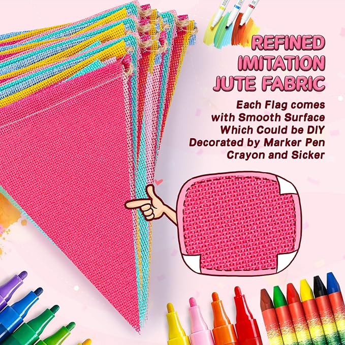 120 Flags/72ft Pennant Banner Flags Garland, Triangle Banner Pennant Flags on a String, Pastel Burlap Pennant Banner Garland Bunting Banner for Outdoor Birthday Party Decorations Pastel