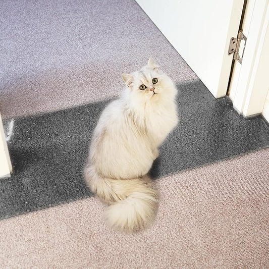 Carpet Protector for Pets Cat Carpet Protector for Doorway, Anti Scratch Under Door Cat Scratch Protector Mat, Easy to Cut Plastic Stopper (Grey, 3.6FT-2pack)