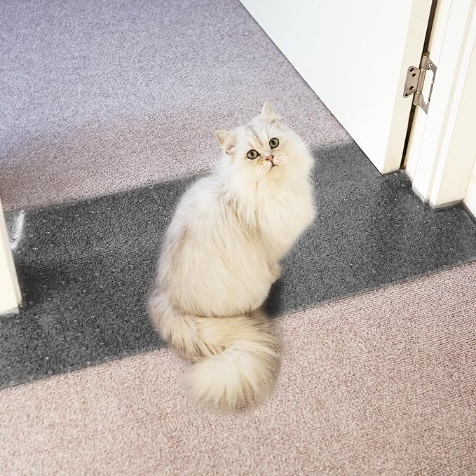 Carpet Protector for Pets Cat Carpet Protector for Doorway, Anti Scratch Under Door Cat Scratch Protector Mat, Easy to Cut Plastic Stopper (Grey, 3.6FT-1pack)