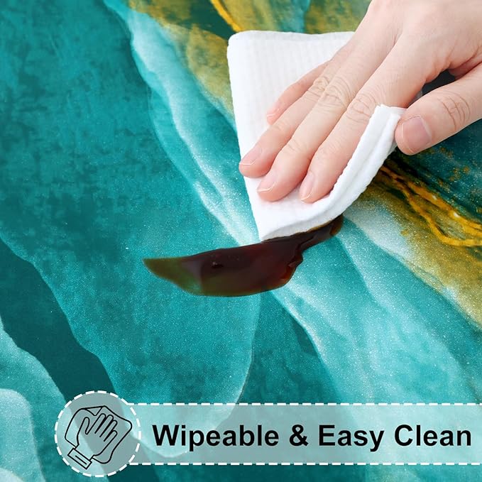misaya Rectangle Vinyl Tablecloth, Fitted Table Cover, 100% Waterproof, Elastic Edge, Flannel Backing, Table Cloth Fit 8 Foot Folding Tables for Picnic, Outdoor (Ripples, 30x96 inch)