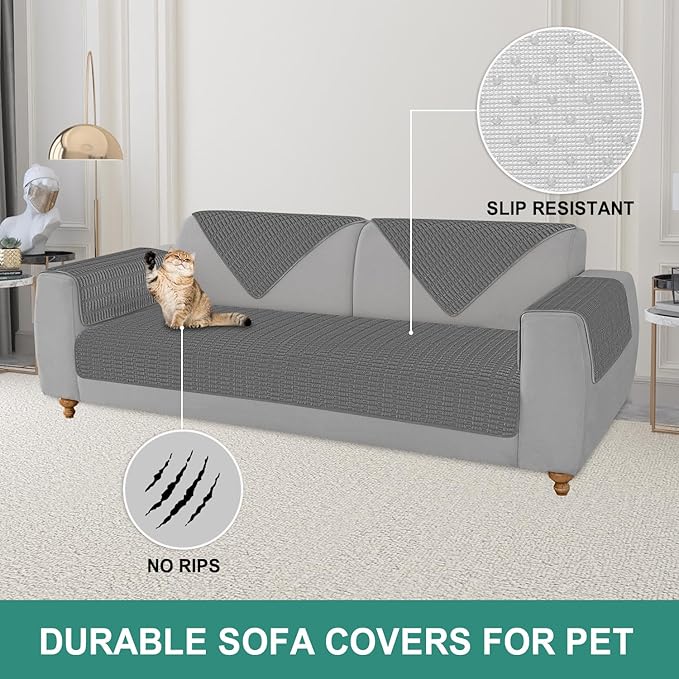 Foxdecor Couch Arm Covers Sofa Arm Cover, Arm Chair Covers Set of 2, Non-Slip Chair Arm Covers, Arm Rest Cover for Sofa, Armchair Slipcovers Couch Protector (Dark Grey 26x26 inch)