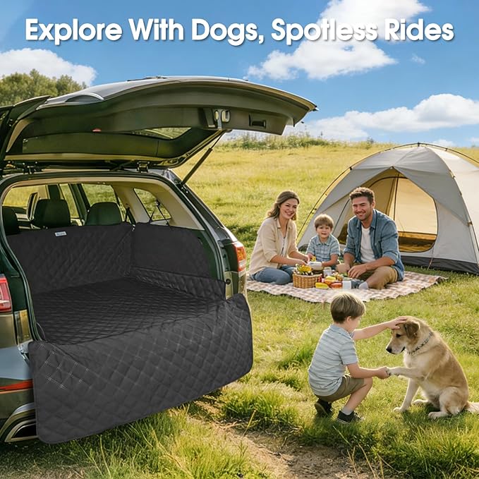 Extra Long Dog Cargo Liner for Full-Size SUV & Minivan - Heavy-Duty 900D Oxford Waterproof Pet Cargo Protector with Flaps Protection & TPU Suction Cups, Ideal for Large Dog Travel
