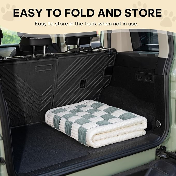 Npetrsnug Backseat Pet Bed Mat, Non-Slip Plaid Dog Bed for Car Back Seat, Flannel Backseat Dog Bed, Fit for Backseat Extenders and Trucks SUVs (Bluegrey&White, 24.8x54 inch)