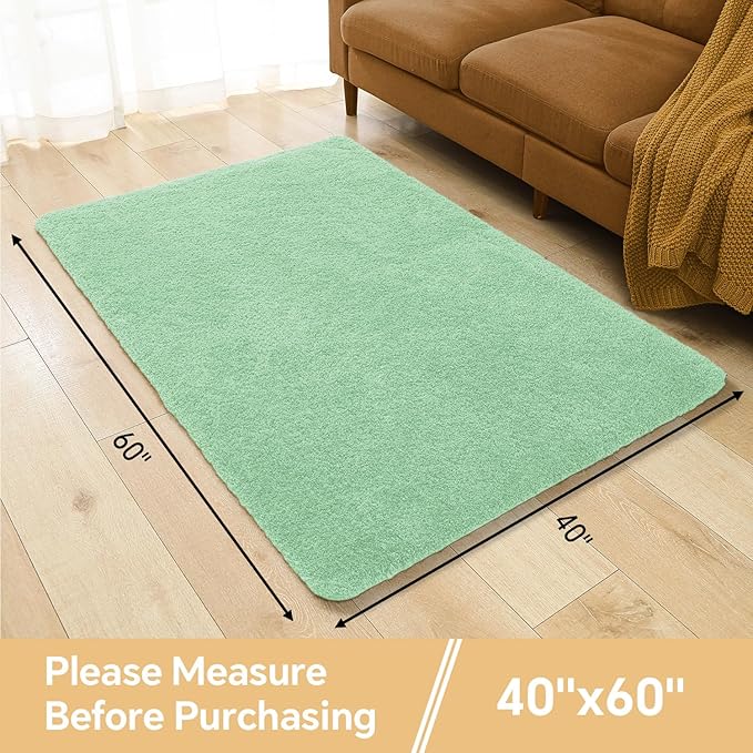 Light Green Bathroom Rugs 40"x60" – Oversized Plush Non-Slip Microfiber Bath Mat, Absorbent & Washable – Ideal for Large Bathrooms or Living Rooms