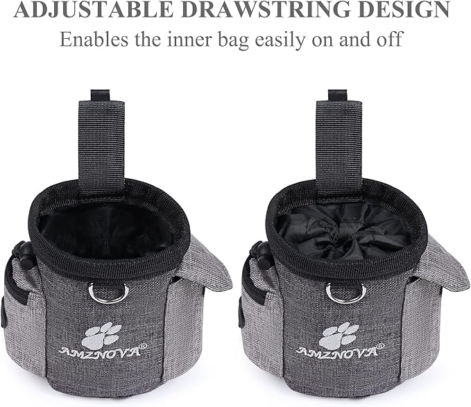 AMZNOVA Dog Treat Bag Treatnow Dog Treat Pouch, Training Pouch with Waist Belt & Clicker for Training & Walking, Waist Clip On Snack Fanny Pack for Pet, 3Cups, Heather Coffee