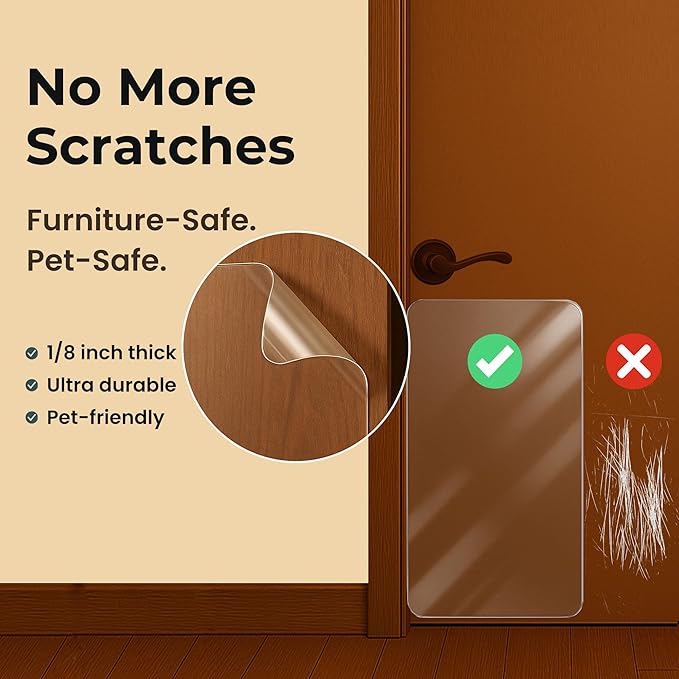 36 x 20 Door Scratch Protector Dog & Cat Scratch Guard, Heavy Duty Clear Anti-Scratching Protection on Wall Window Glass Screen & Sliding Doors Furniture Indoor/Outdoor