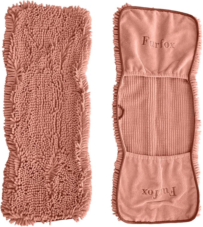 Furfox Absorbent Dog Towel, Microfiber Quick Drying Towel Machine Washable with Hand Pockets for Medium Large Dog 35 x 15'' (Brown)