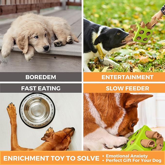 Fossa Dog Enrichment Puzzle Toy, Interactive Snuffle Ball for Dogs Encourage Stimulation Food Foraging Skill, Resistant Rope to Hide Treat for Aggressive Puppy, Small, Medium, Large Dog