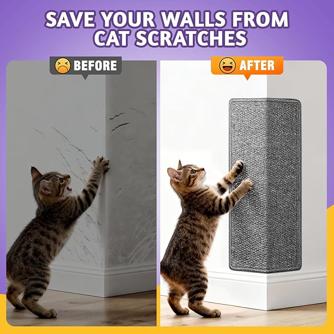 ENONCI Corner Cat Scratcher Wall Mounted for Indoor Cats, Cat Scratcher Pad for Door Frame, 19.6X9.8 Inch Anti Cat Scratch Door Furniture Protector for Couches and Walls