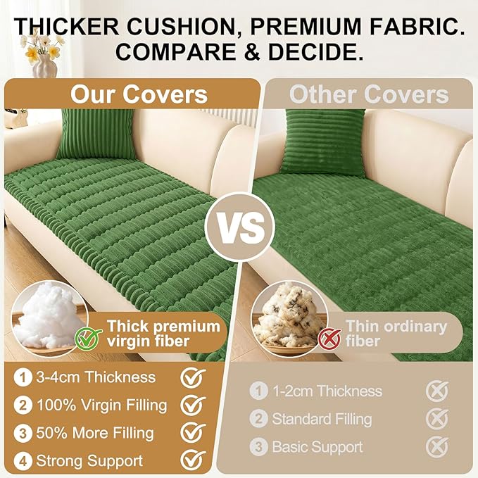 Smiry Couch Cover for Dogs, Non Slip Washable Sofa Protector for Pets, Soft Furniture Cover for Pet, Stylish Sofa Covers, Cozy Protect Against Fur, Dirt & Everyday Messes (Olive Green, 35.4" x 88")