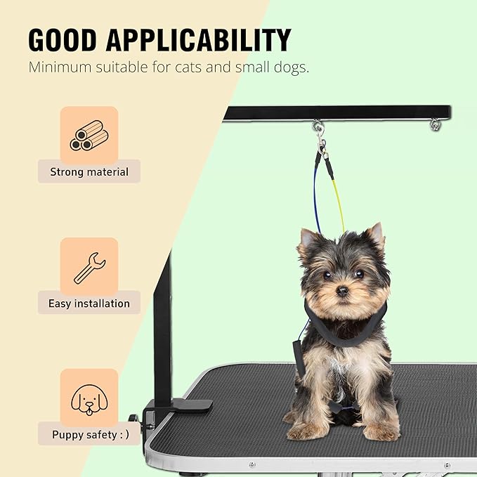Dog Grooming Arm with Metal Clamp - Adjustable Portable Dog Grooming Table Arm for Table with 1 Loop Noose & Two No Sit Haunch Holder,Grooming Restraint for Small Medium Dogs