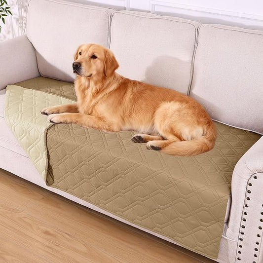hyha Waterproof Dog Bed Blanket, Soft Pet Blankets, Waterproof Couch Cover for Dogs, Reversible Sofa Covers Washable for Furniture (40x90 Inch, Camel/Beige)