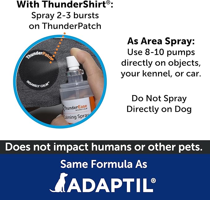 ThunderEase Dog Calming Pheromone Spray | Powered by ADAPTIL | Reduce Anxiety During Travel, Vet Visits and Boarding