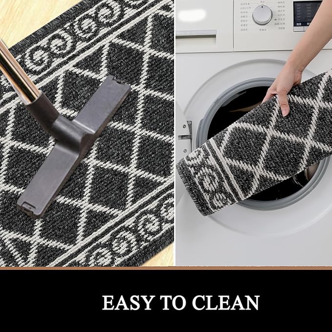 HEBE Washable Runner Rug 20"x59" Indoor Door Mat Runners,Non Slip Dirt Trapping Rug Runner Floor Mats Carpet Runners for Entryway Hallway Kitchen Garage Laundry Room