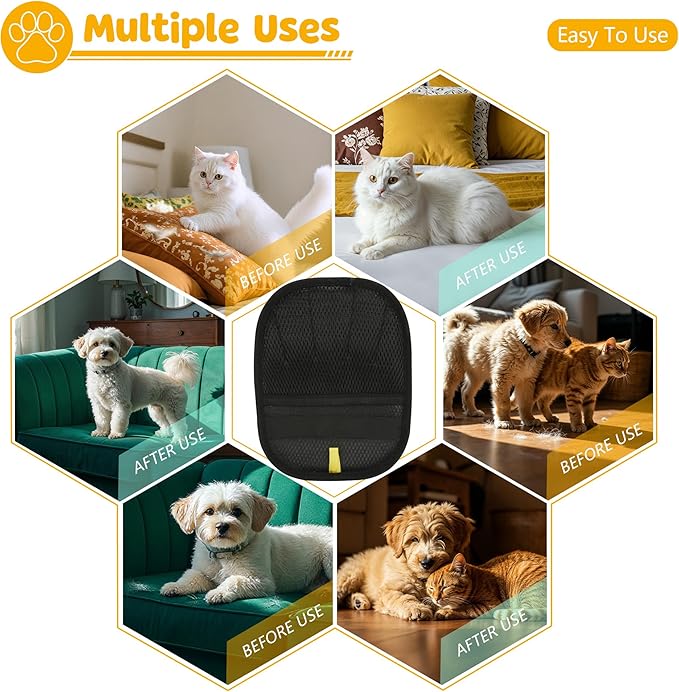 2025 Upgraded Pet Hair Remover Cat&Dog Grooming Tool Electrostatic Gloves Reusable Static-Powered Effortlessly Remove Fur from for laundry Clothes Furniture decor Car Seat Sofa Pet cooling mat bed (2)