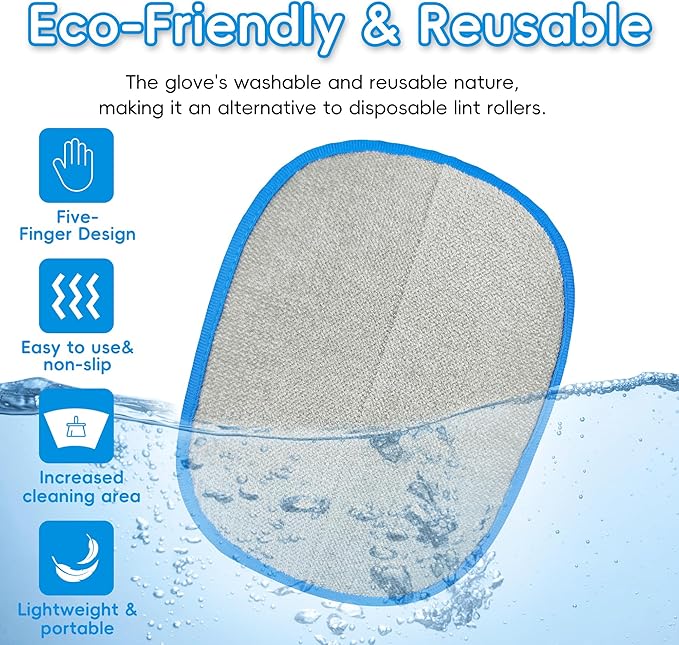 Thickened Ectrostatic Pet Hair Removal Glove for Cat & Dog, Upgraded Five-Finger Reusable Magic Brush Pet Hair Remover Tool for Couch, Clothing, Carpet & Car Seat, Cat Grooming Gloves