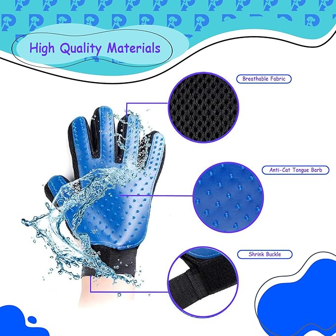 Dog Bath Gloves - Silicone Hair Removal Gloves for Dogs, Cats - Pet Grooming Mittens for Shedding, Bathing,Massaging. Flexible, Comfortable Adjustable Strap. for All Hair Types (Green)