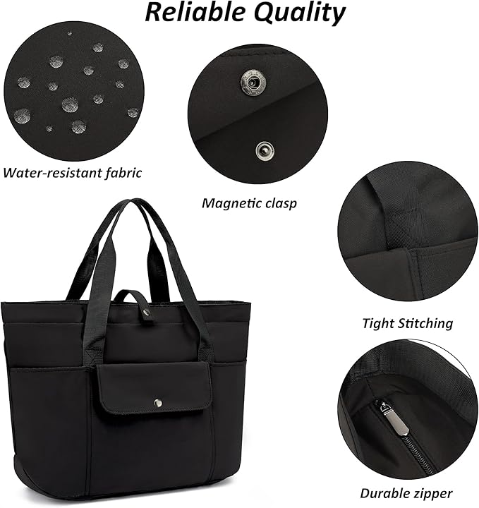 TANTOMI Tote Bag for Women Foldable,Waterproof Work Bag with Zipper,Large Shoulder Handbag for Travel-20.9''l X 6''w X 14''h