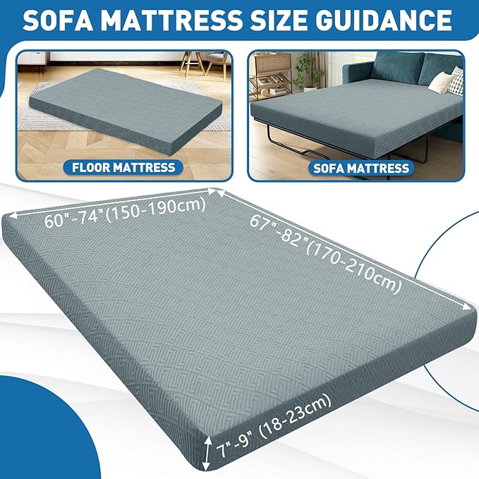 ZNSAYOTX Stretch Fit Futon Cover (67"-82") Armless Futon Sofa Bed Slipcover with Elastic Band, Universal Foldable Sofa Mattress Protector Full Queen Size, Washable Comfort Jacquard (Light Grey)