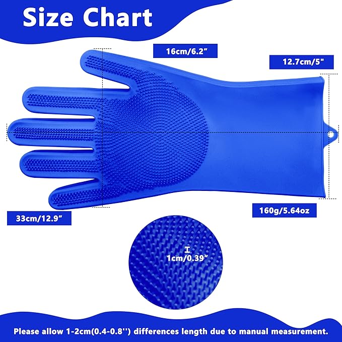 Maiiu Pet Grooming Gloves—Heat Resistant Dog Washing Gloves with High-Density Teeth, Dog Bath Scrubber with Enhanced Five Finger Design, Silicone Gloves for Dogs and Cats Bathing, Massage (Dark Blue)