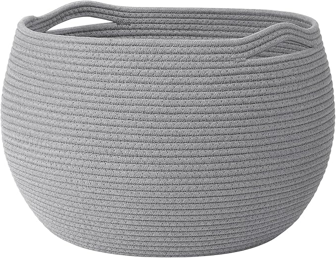 Goodpick Large Toy Storage for Kids, Woven Storage Basket for Nursery Living Room, Decorative Basket for Baby Boy Gifts, Gray, 15.7"D x 10.5"H