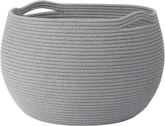 Goodpick Large Toy Storage for Kids, Woven Storage Basket for Nursery Living Room, Decorative Basket for Baby Boy Gifts, Gray, 15.7"D x 10.5"H