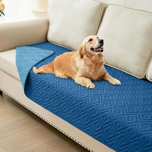 hyha Waterproof Dog Blanket, Soft Pet Bed Blankets, Waterproof Sofa Couch Cover for Dogs Washable, Reversible Pet Couch Covers for Sofa Furniture (30x80 Inch, Navy Blue/Blue)