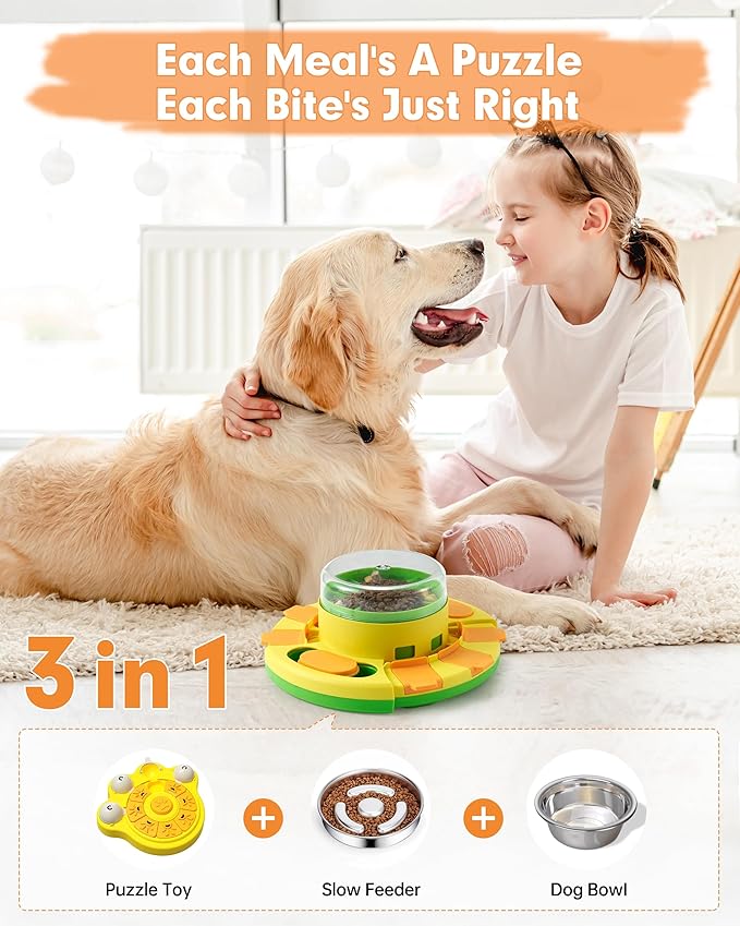 DollSheriffgoo Dog Puzzle Toy Mental Stimulation - Level 2 in 1 Dogs Food Puzzles Toys, Dog Treat Puzzle Feeder (Intermediate-Green Push)