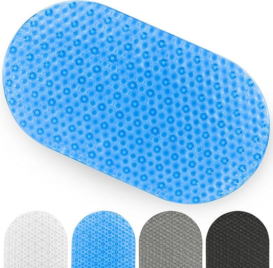 Vive Oval Bathtub Mat - Nonslip Shower Floor Pad - Non-Slip and Non-Skid for Bath Tub with Strong Rubber Suction Cup Grip - for Baby, Elderly, Kids, Bathroom (Blue)