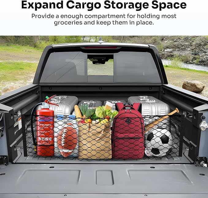 Trunk Cargo Net for 2017-2026 Honda Ridgeline Accessories Envelope Style Mesh Trunk Net Organizer and Storage Stretchable Adjustable Elastic Nylon Rear Cargo Netting with Hooks