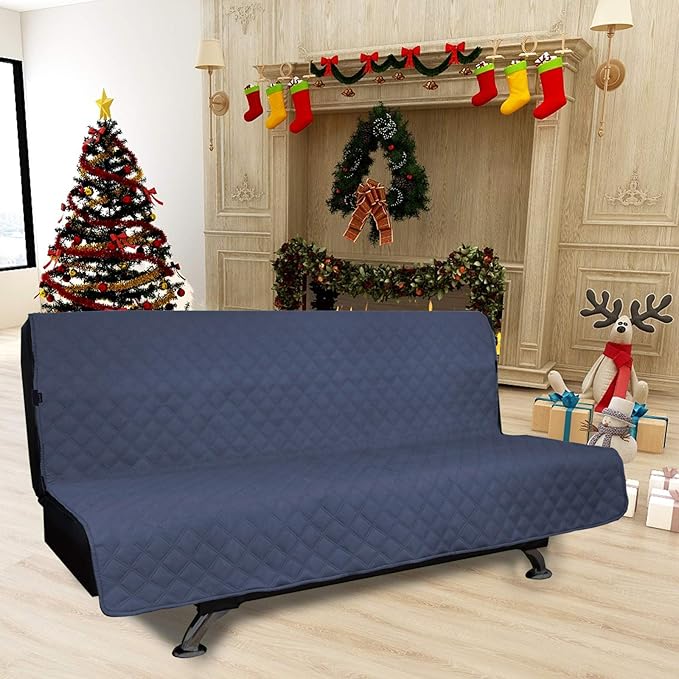 Easy-Going Sofa Slipcover Futon Cover Waterproof Couch Cover Furniture Protector Cover Pets Covers Whole Fabric No Stitching Non-Slip Fabric Pets Kids Children Dog Cat (Futon, Navy)