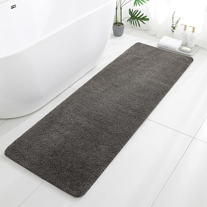 Taupe Bathroom Rugs Runner 24"x72" - Extra Long Plush Bath Mat, Non Slip Absorbent Microfiber Floor Rug, Washable and Fluffy - Ideal for Bathroom, Kitchen or Pet Mat Use