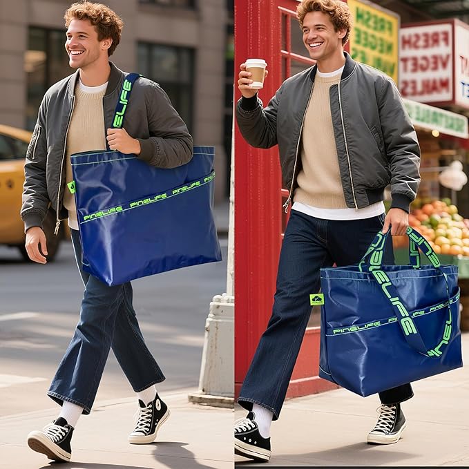 Extra Large Tote Bag Foldable Waterproof Summer Beach Bag for Women Men, Dual Handles, for Swim Gym Camping Shopping