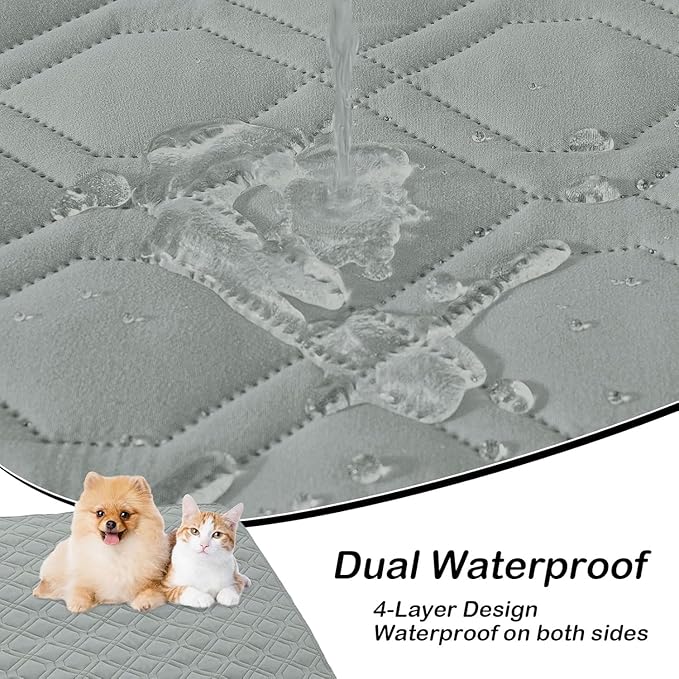 hyha Waterproof Dog Bed Blanket, Soft Pet Blankets, Waterproof Couch Cover for Dogs, Reversible Sofa Covers Washable for Furniture (40x90 Inch, Grey/Dark Grey)
