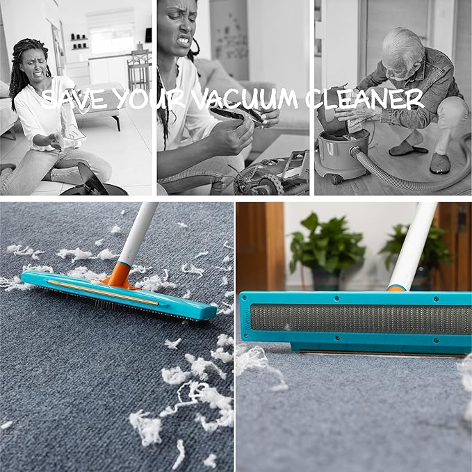 JollLax Carpet Rake-Carpet Hair Removal Tool-Carpet Rake to Fluff Carpet-Carpet Scraper Brush Rug Comb Pet Cat Fur Dog Hair Remover for Couch Furniture Carpet Broom