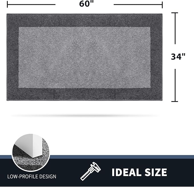 PURRUGS Dirt Trapping Door Mat 34" x 60", Non-Slip Machine Washable Entry Rug, Entrance Mat, Indoor Front Door Mat, Super Absorbent Entryway Rug for Muddy Shoes & Paws, Light Grey & Grey