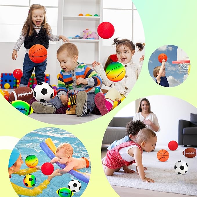 Innotoys Balls for Toddlers Kids, Soft 7 Pack 5" Small Balls Easy to Grip - Footballs Soccer Basketball Kickball Playground Ball for Home Yard Pool - Boys Girls Birthday Gift or Stocking Stuffers