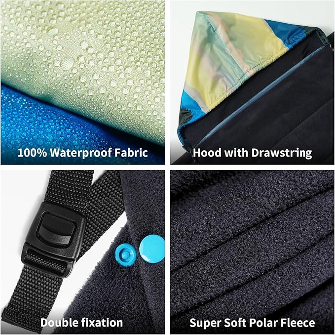 Hooded Stadium Blanket, Waterproof Fleece Wearable Camping Blanket