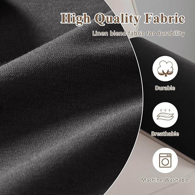 SPWIY Couch Arm Covers Linen Chair Arm Covers Washable Recliner Armrest Cover for Pets Stain Resistant & Anti-Scratch Furniture Protector for Sofa, 2 Pcs, 20" W x 24" L，Black