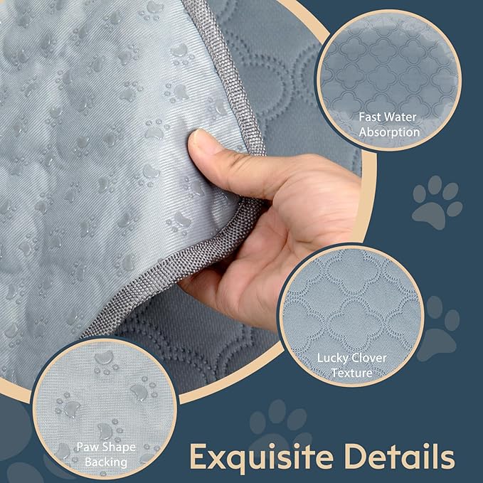 Washable Pee Pads for Dogs - 2 Pack Reusable Pee Pads，Waterproof Puppy Pads，Pet Training Pads，Super Absorbent with Dog Paw Shape Non-Slip Backing (Light Grey, 18" X 24" - 2 Pack)