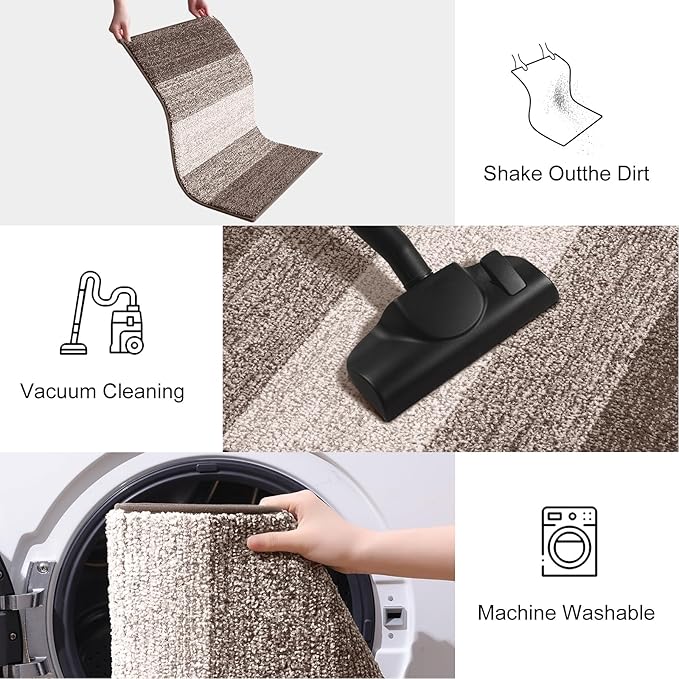 Smiry Dog Door Mat for Muddy Paws, Absorbs Moisture and Dirt, Low-Profile Entryway Mat with Non-Slip Backing, Entry Indoor Outdoor Doormat for Inside Floor (30x20 Inches, Light Brown, Striped)