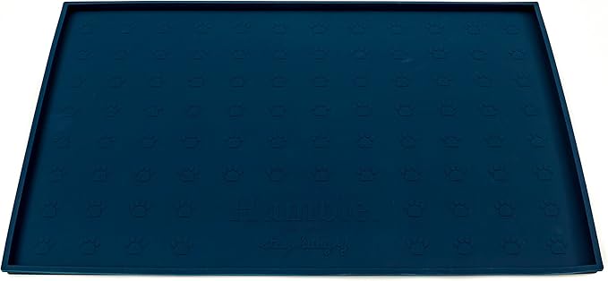 Humble Pet Food Mat Feeding Tray - Non-Slip, Anti-Spill, Raised Dog Food Mat, Easy Clean Waterproof - Premium Quality Silicone - Perfect for Dog Bowl Mat and Cat Feeding Mat Tray, 24" x 16" (Blue)