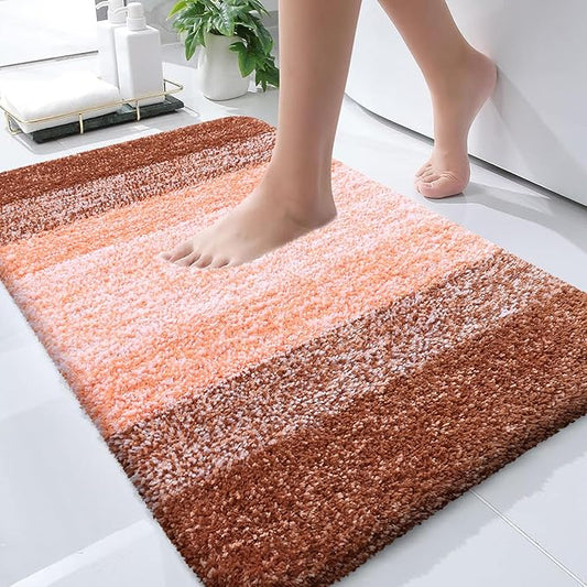 OLANLY Bathroom Rugs Mat 50x30, Extra Soft Absorbent Microfiber Bath Rugs, Rubber Backing, Quick Dry, Machine Washable Bath Mats for Bathroom Floor, Tub and Shower, Home Decor Accessories, Orange